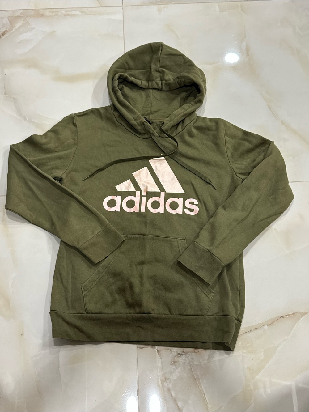adidas Olive Green Crewneck Hoodie with White Logo